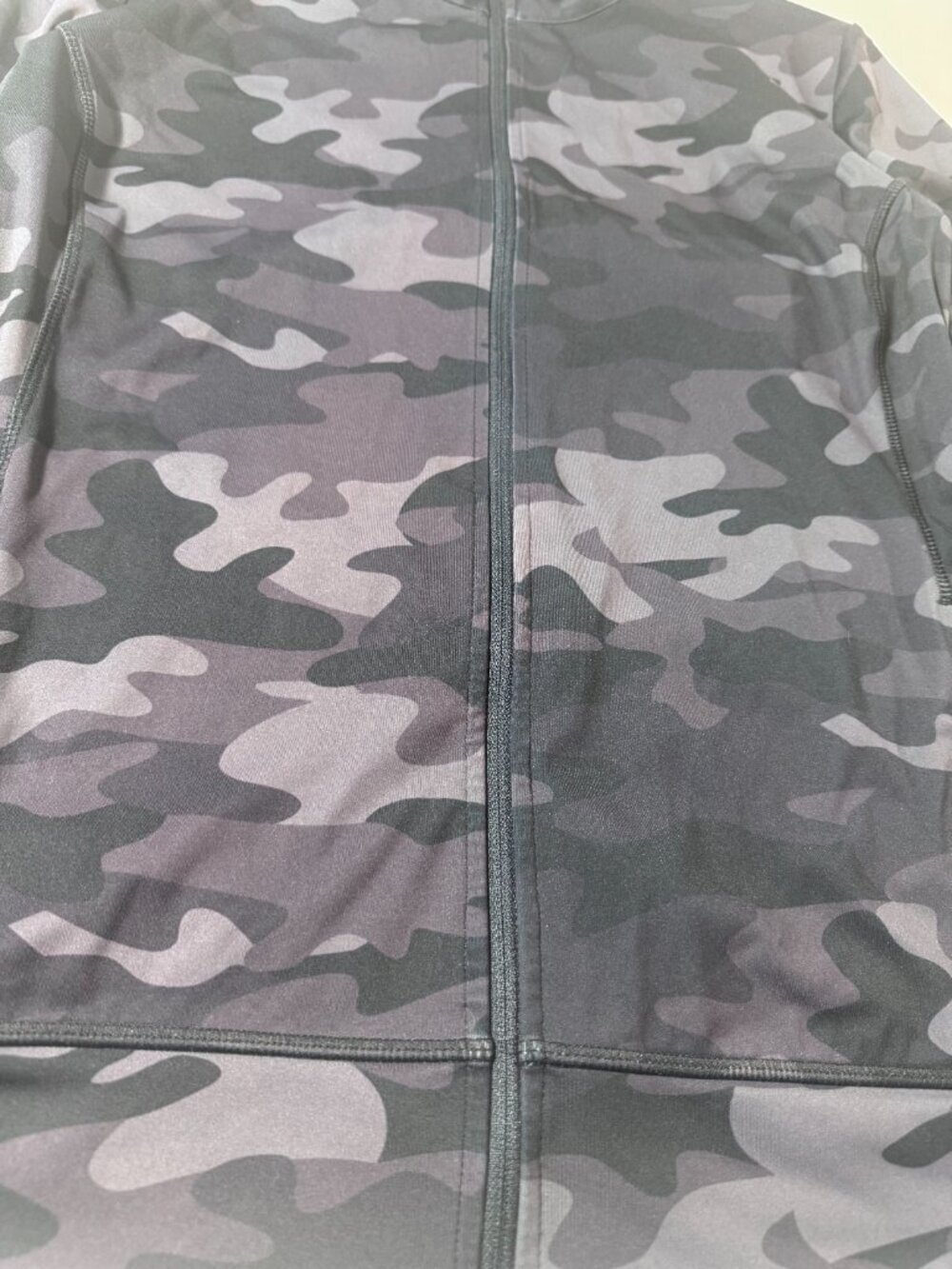 Lolë Grey Camo Zip Athletic Jacket | Thumbhole Activewear Layer Medium - Picture 3 of 13